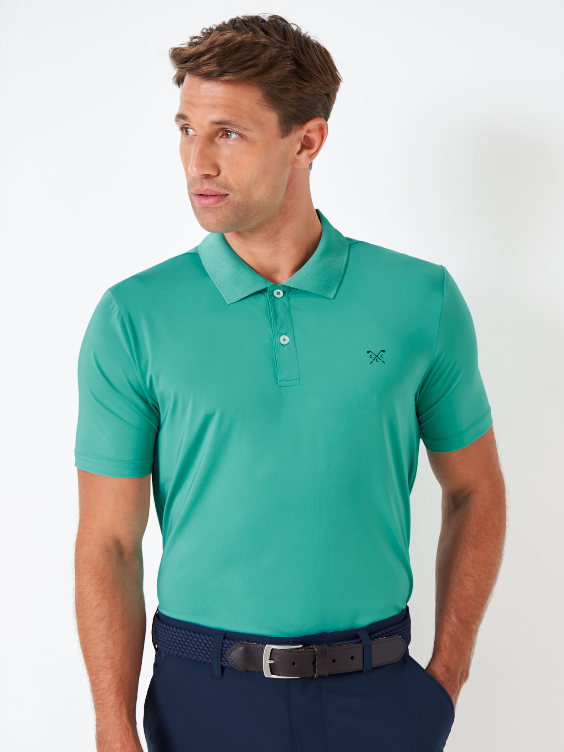 Умная рубашка-поло для гольфа Crew Clothing, бирюзово-зеленый рубашка поло для гольфа из хлопка с кантом crew clothing светло розовый