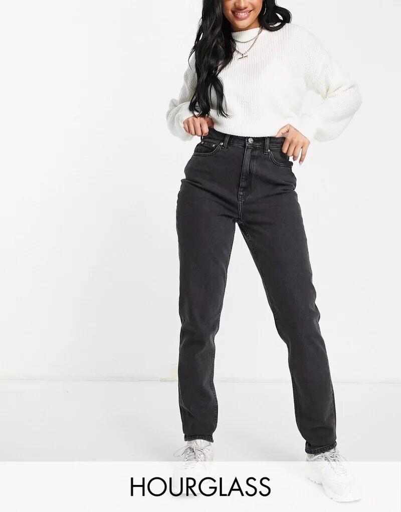 

Черные потертые джинсы Mom ASOS Hourglass