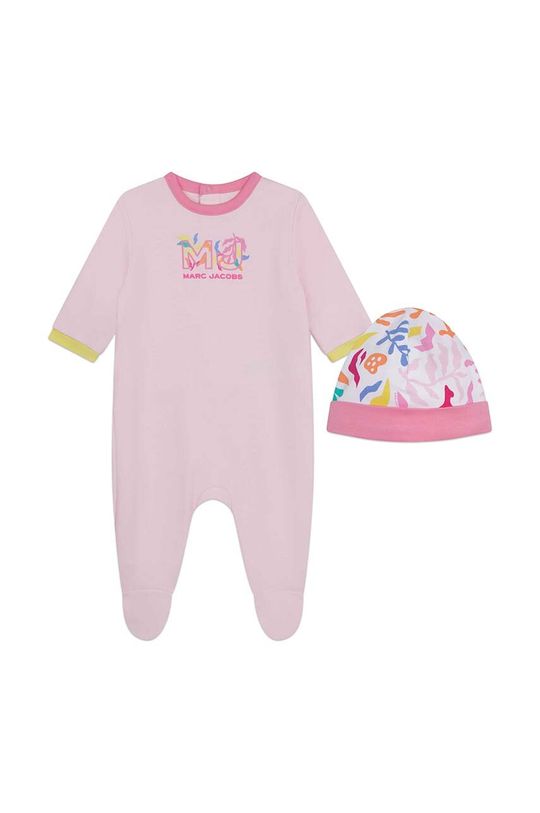 цена Хлопковые комбинезоны для новорожденных Marc Jacobs, розовый