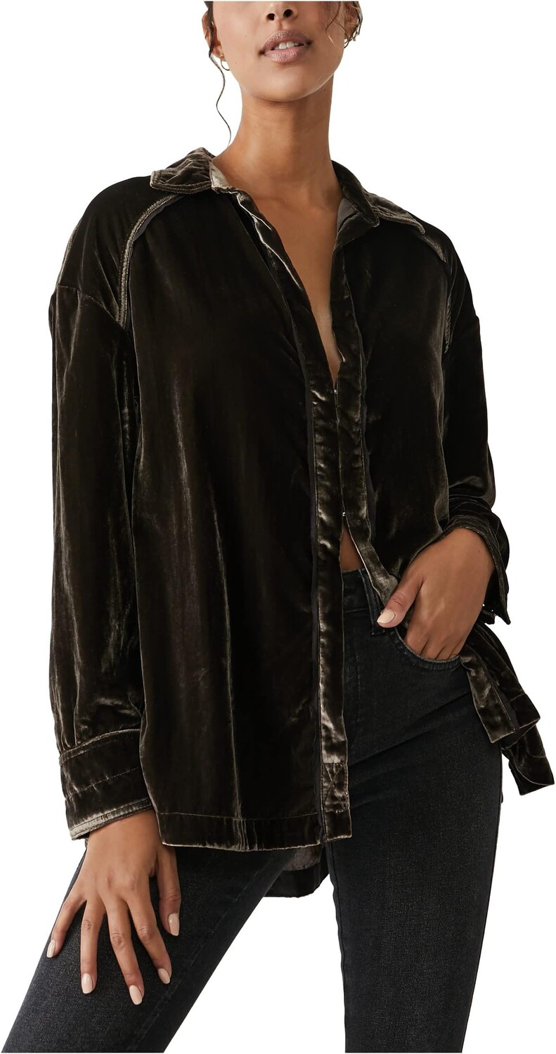

Марианна Бархатная Рубашка Free People, цвет Midnight Brown