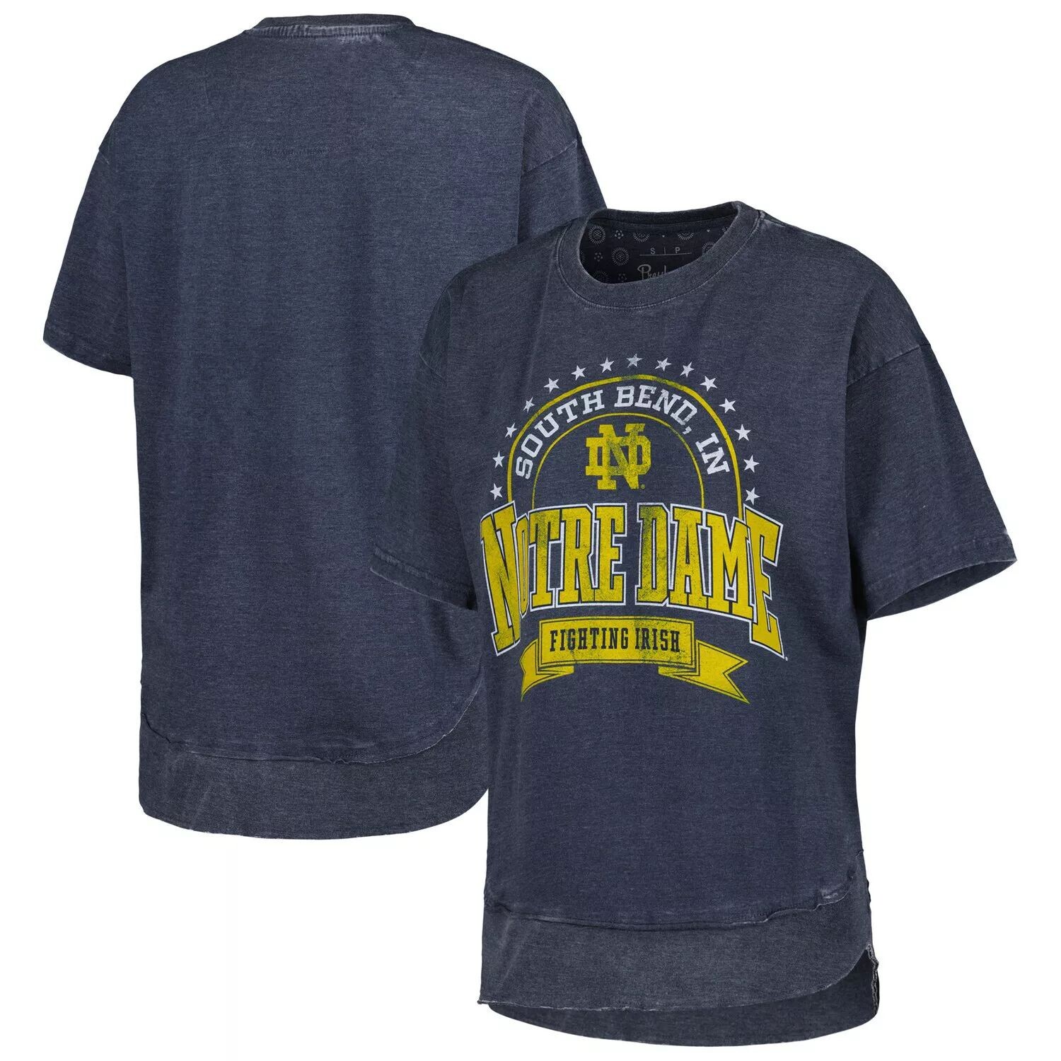 

Женская футболка-пончо Pressbox Heather Navy Notre Dame Fighting Irish Vintage Wash