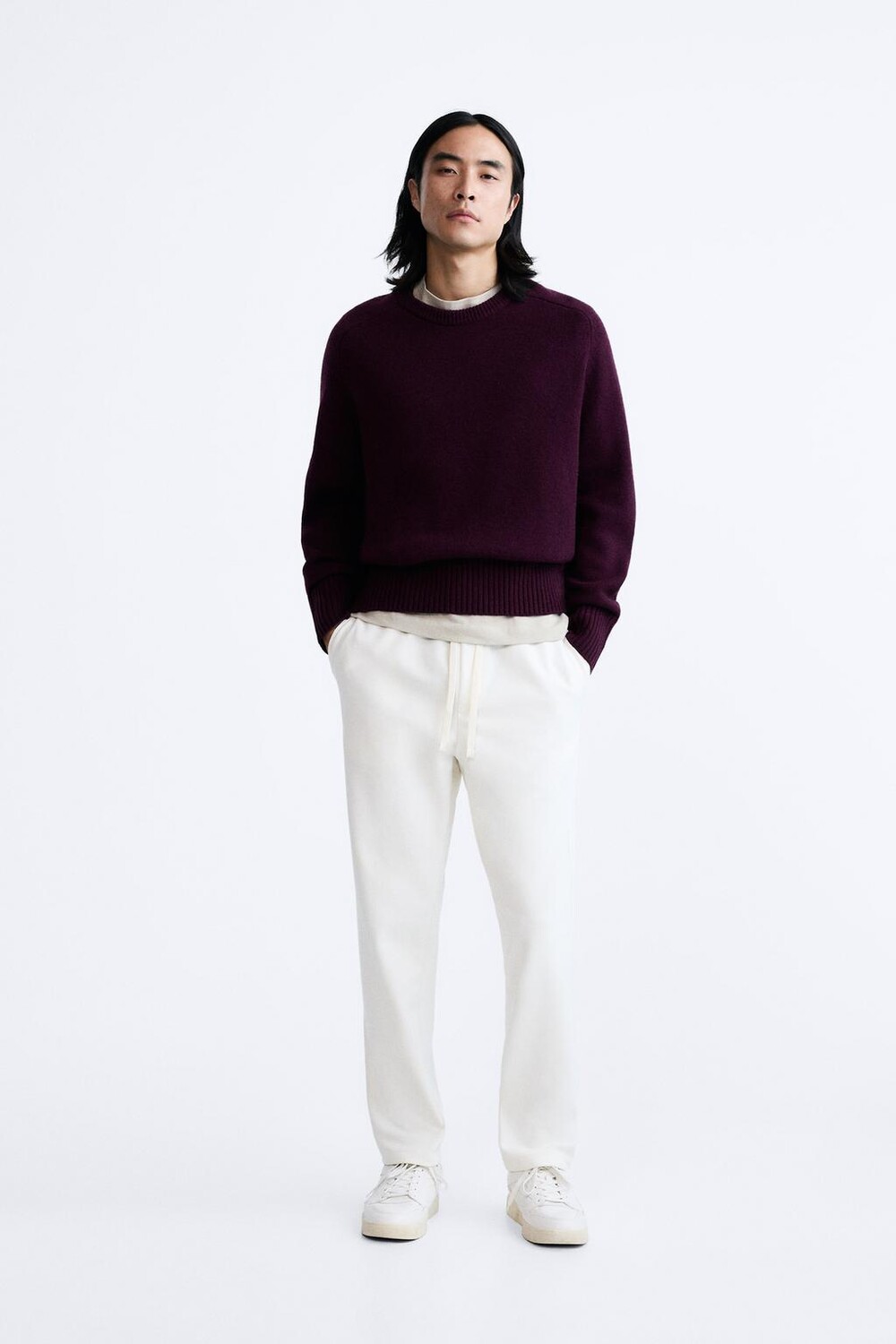 

Комфортные брюки с тектурой ZARA, белый