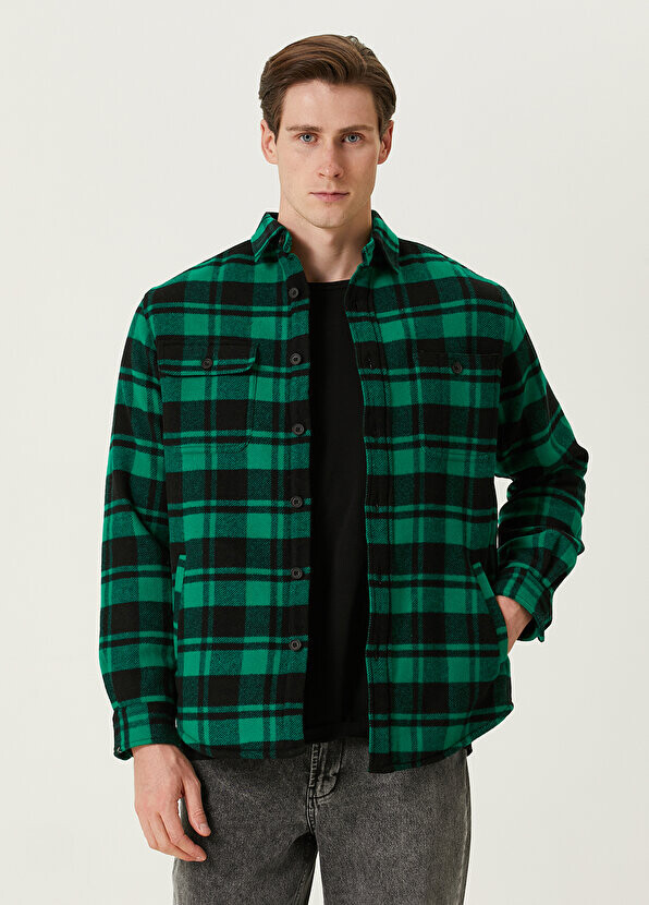 

Черная зеленая шерстяная верхняя рубашка в клетку с рисунком Polo Ralph Lauren