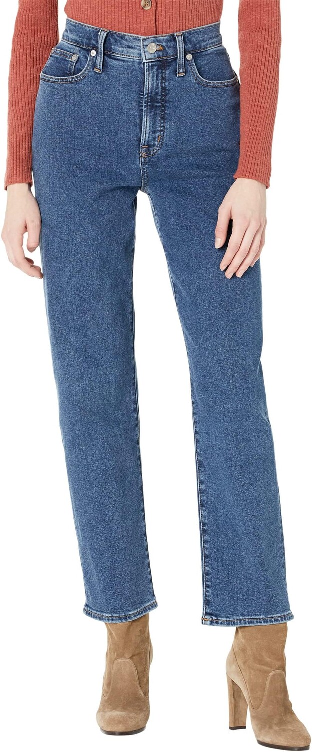 

Джинсы Cozy Mid-Rise Perfect Vintage Straight Jeans in Bright Indigo Wash Madewell, цвет Bright Indigo Wash