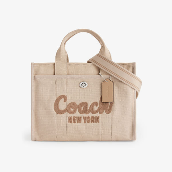 Холщовая сумка-тоут со съемным ремешком и вышитым логотипом Coach, цвет lh/dark natural холщовая сумка тоут со съемным ремешком и вышитым логотипом coach цвет lh light peach