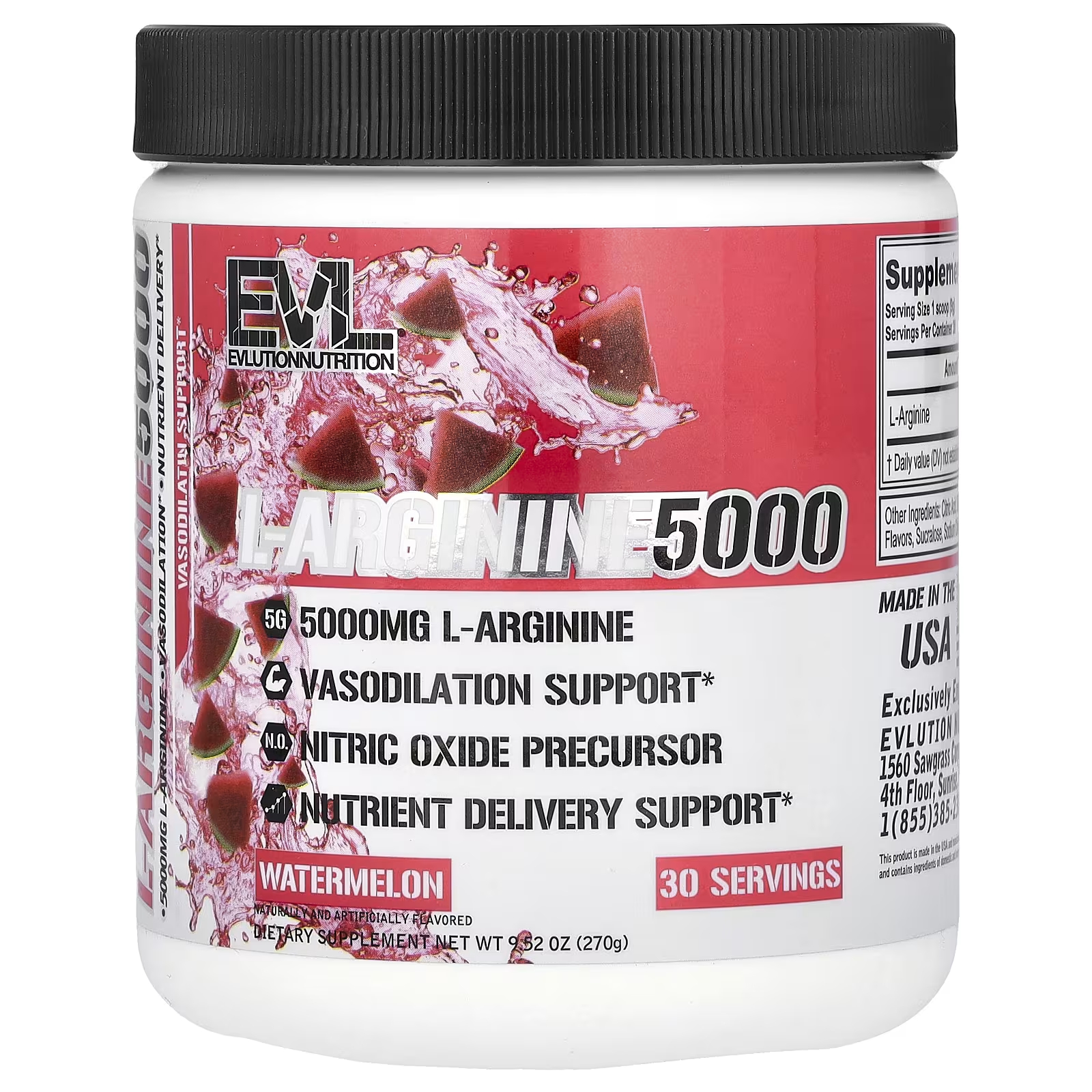 L-аргинин EVLution Nutrition 5000 арбуз, 270 г