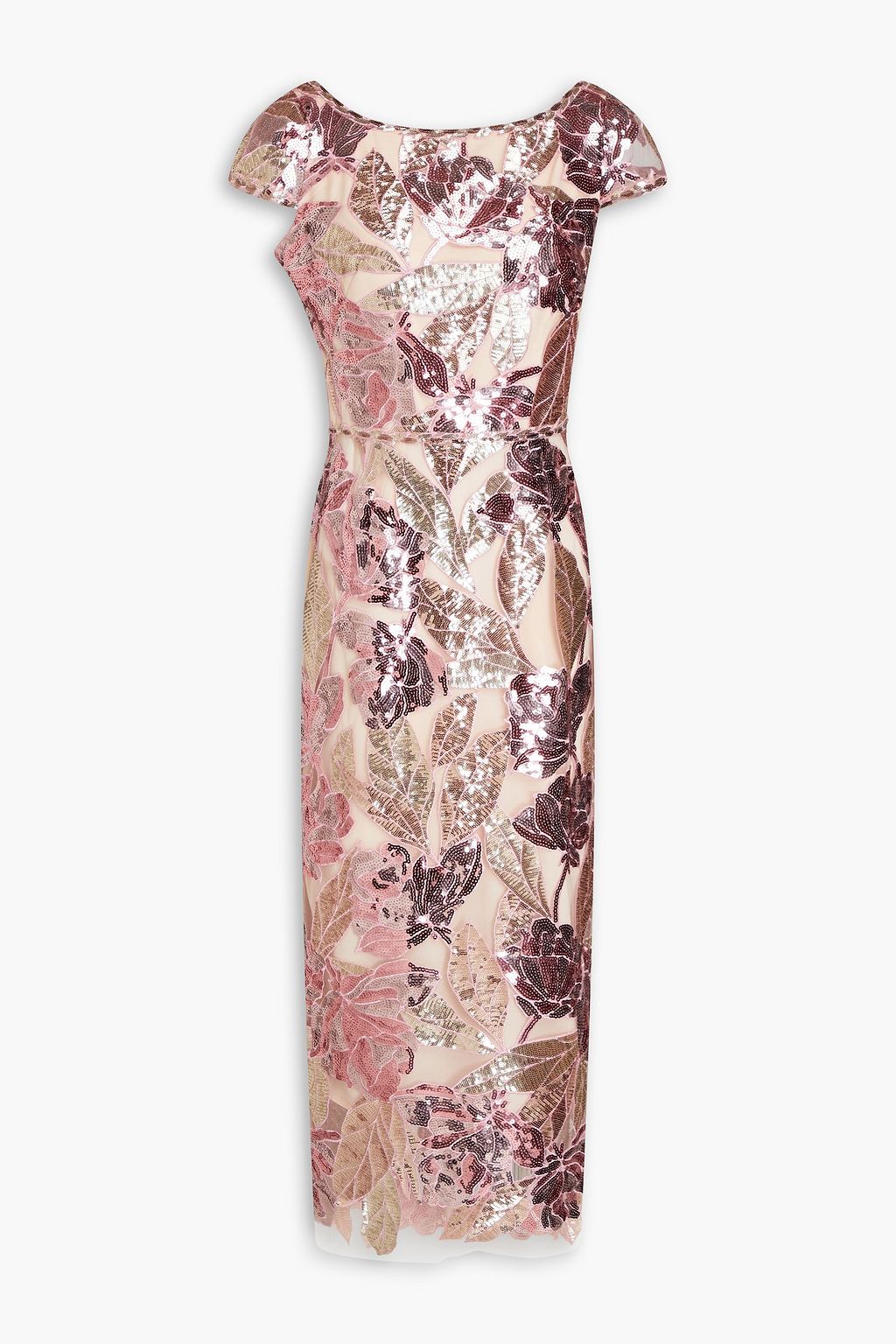 Украшенное платье миди из тюля MARCHESA NOTTE, розовый