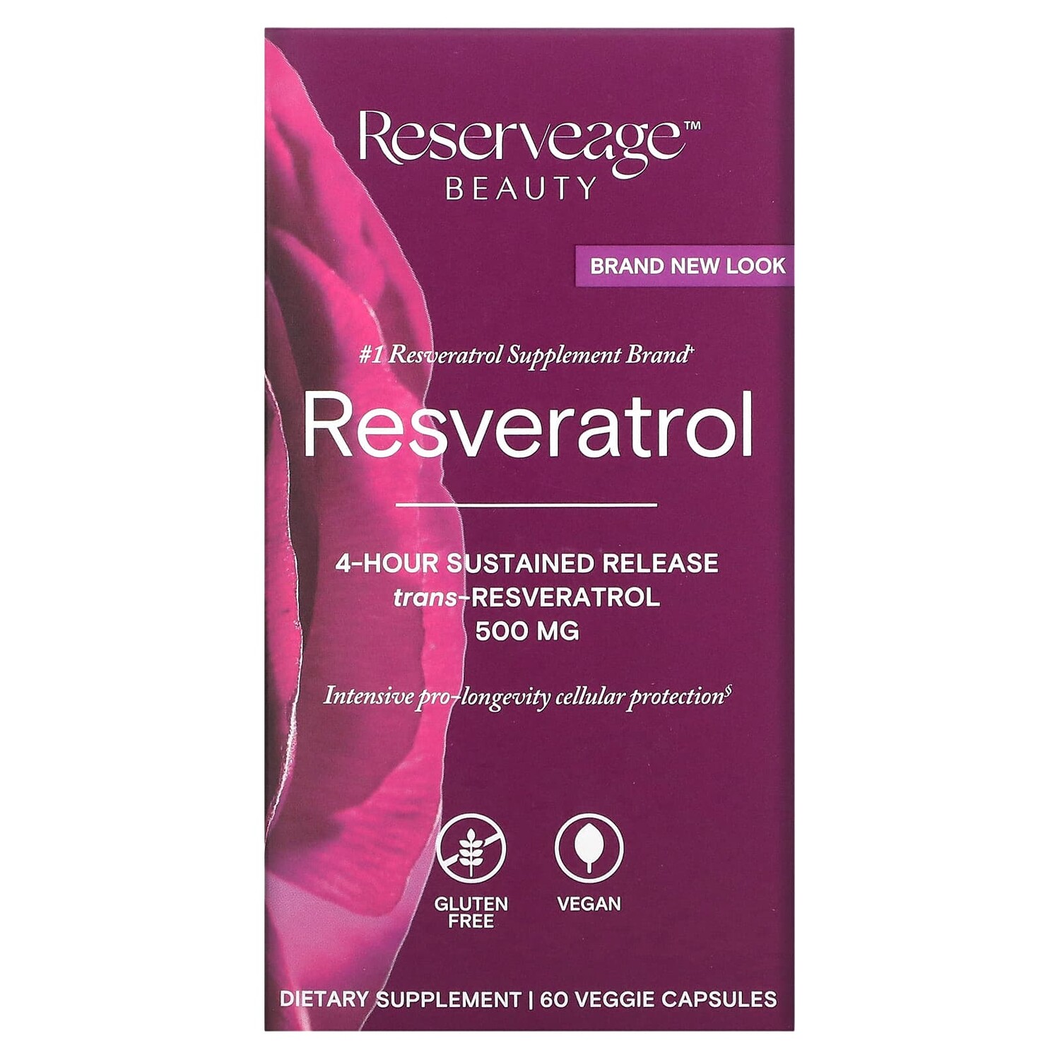 

Ресвератрол, 500 мг, 60 растительных капсул, Reserveage Nutrition