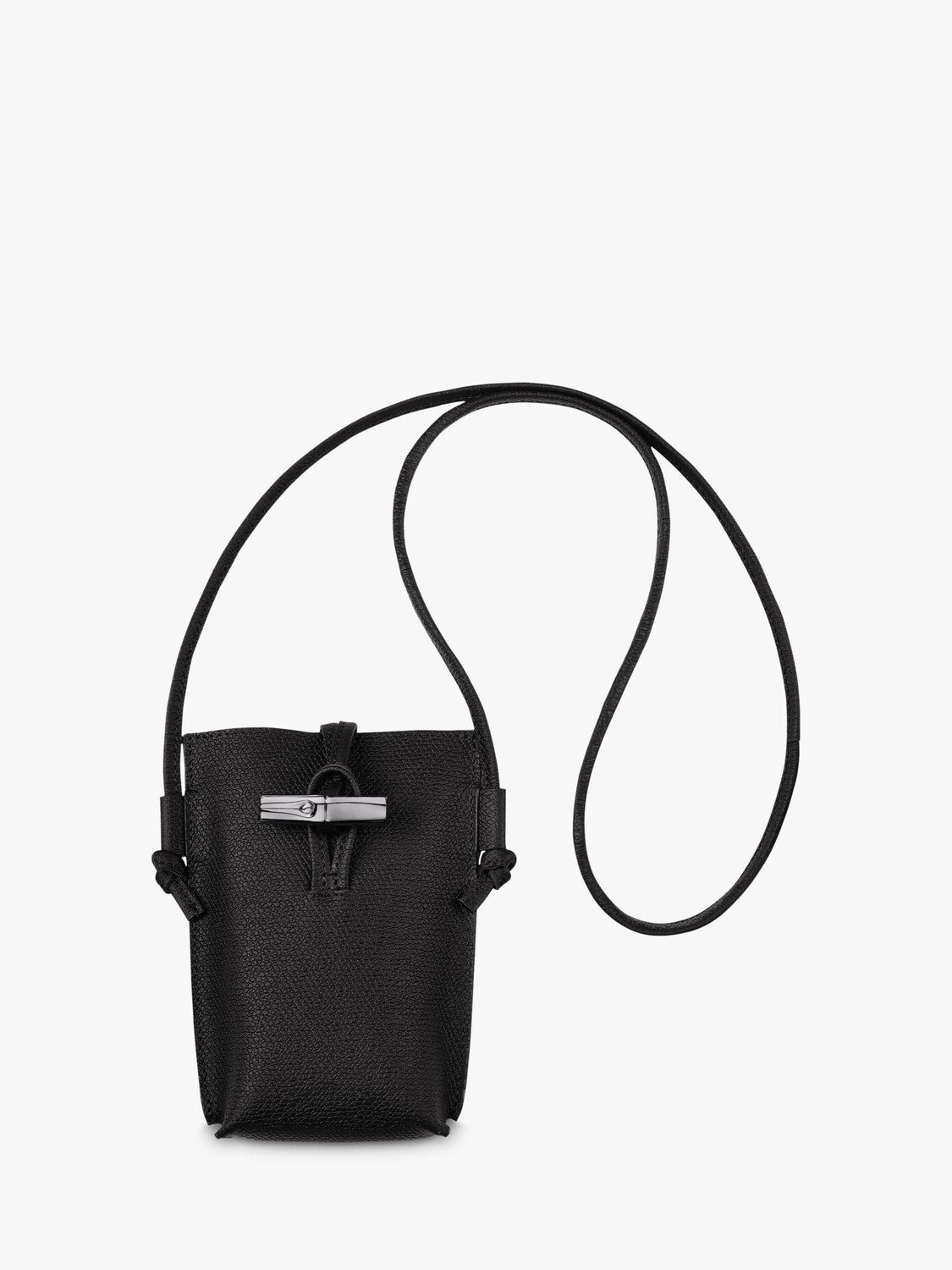 

Кожаная сумка для телефона Longchamp Roseau, черная, Черный