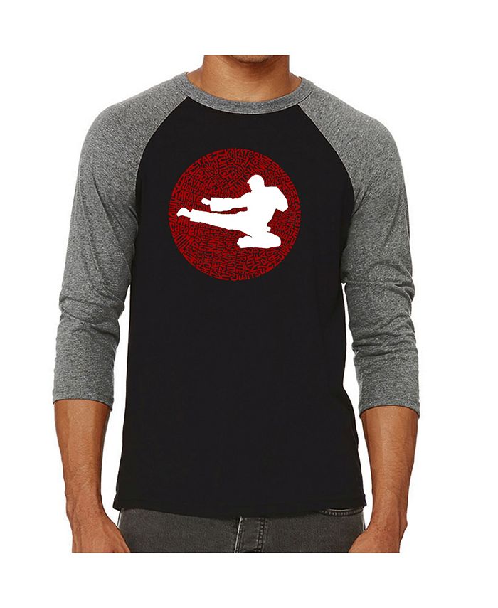 Мужская футболка реглан Word Art - Виды боевых искусств LA Pop Art, серый чоу лили анатомия боевых искусств