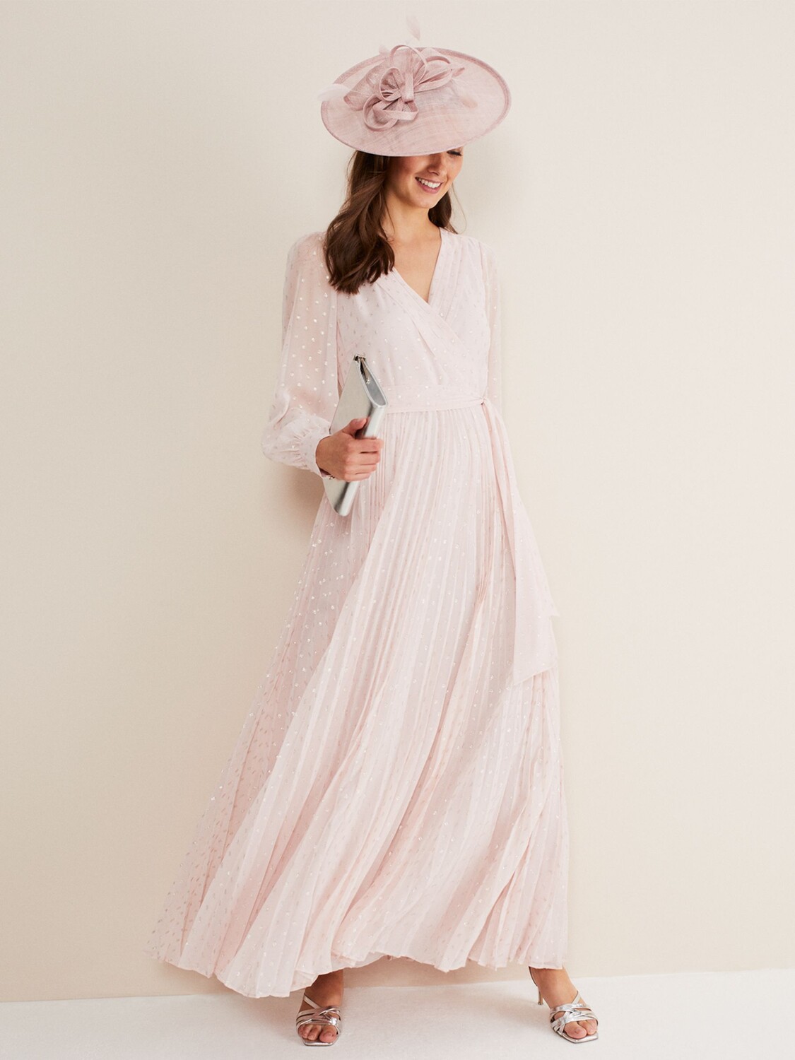 

Платье макси Phase Eight Carmen Fil Coupe, античная роза