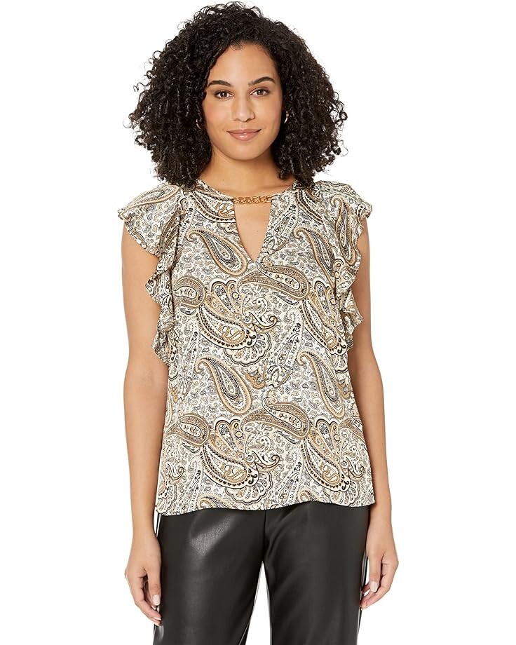 

Топ MICHAEL Michael Kors Drama Patchwork Paisley, цвет Husk