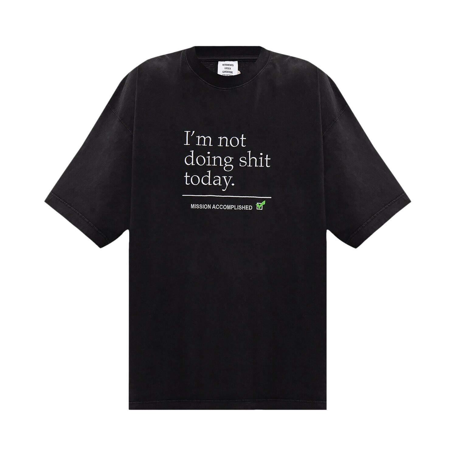 

Футболка Vetements Not Doing Shit Today черная, Черный