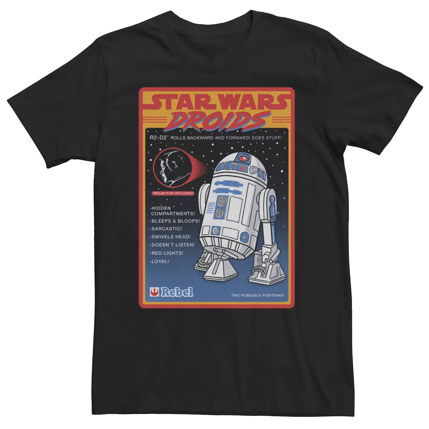 Мужская футболка с рекламным плакатом «Звездные войны дроиды» R2-D2 Star Wars