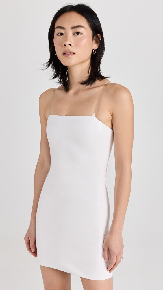 

Платье мини alice + olivia Fifi Clear Strap Vegan Leather, белый