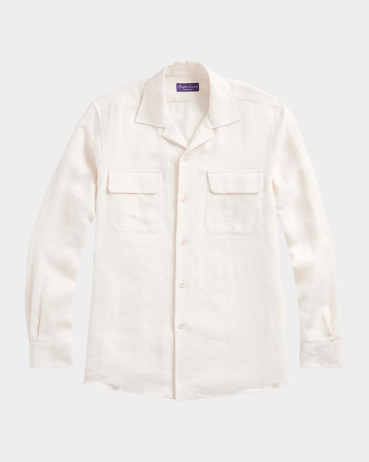 

Мужская рубашка из фактурного льна для лагеря Ralph Lauren Purple Label, цвет Parchment Cream