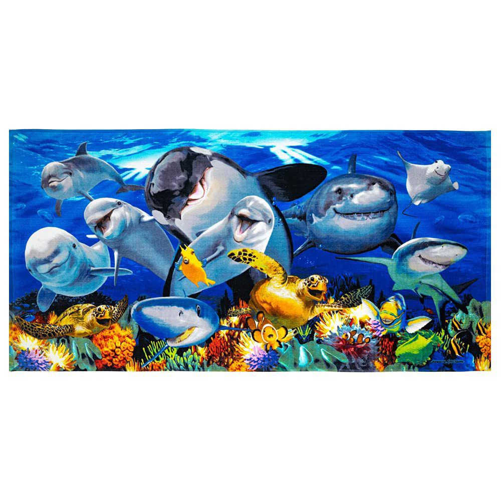 Пляжное полотенце с морскими животными, дельфин, акула, черепаха, принт кита, супер мягкое плюшевое хлопковое полотенце