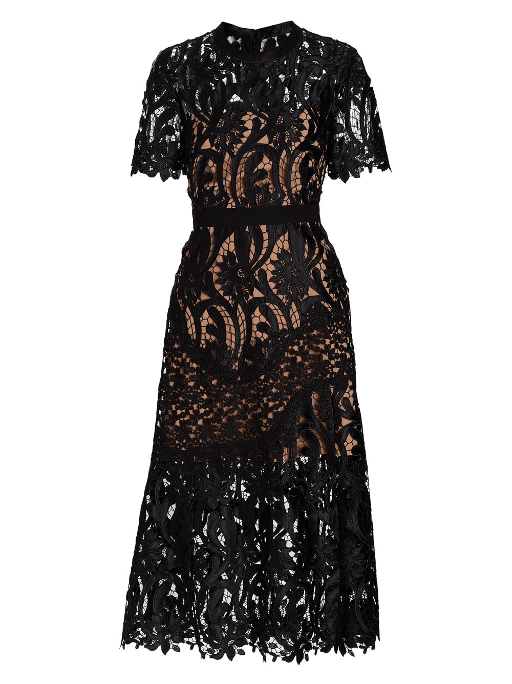 Кружевное платье-миди из гипюра Prairie Self-Portrait, черный платье из гипюра