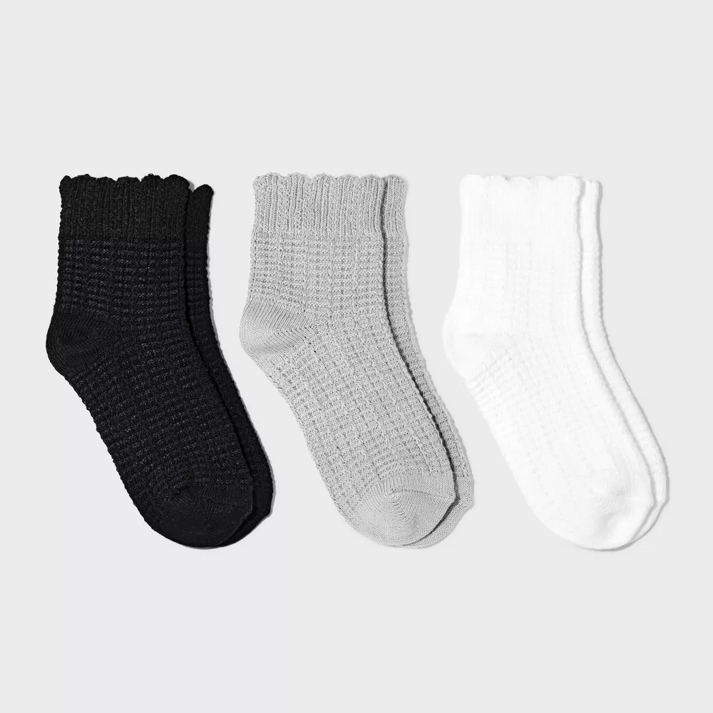 

Женские носки Scallop Edge 3pk Ankle Socks Universal Thread, цвет White/Gray/Black