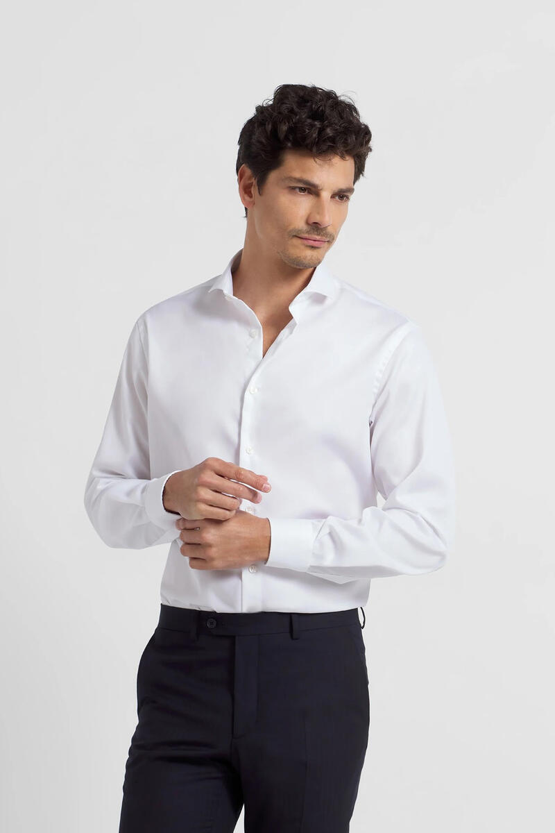 Классическая рубашка с одним манжетом, которую легко гладить Silbon, белый рубашка с объемным манжетом