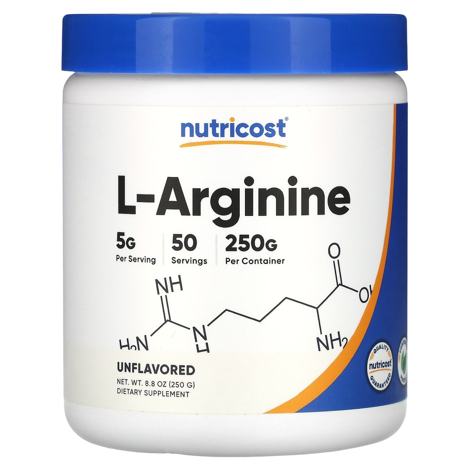 

L-аргинин, без добавок, 250 г (8,8 унции), Nutricost