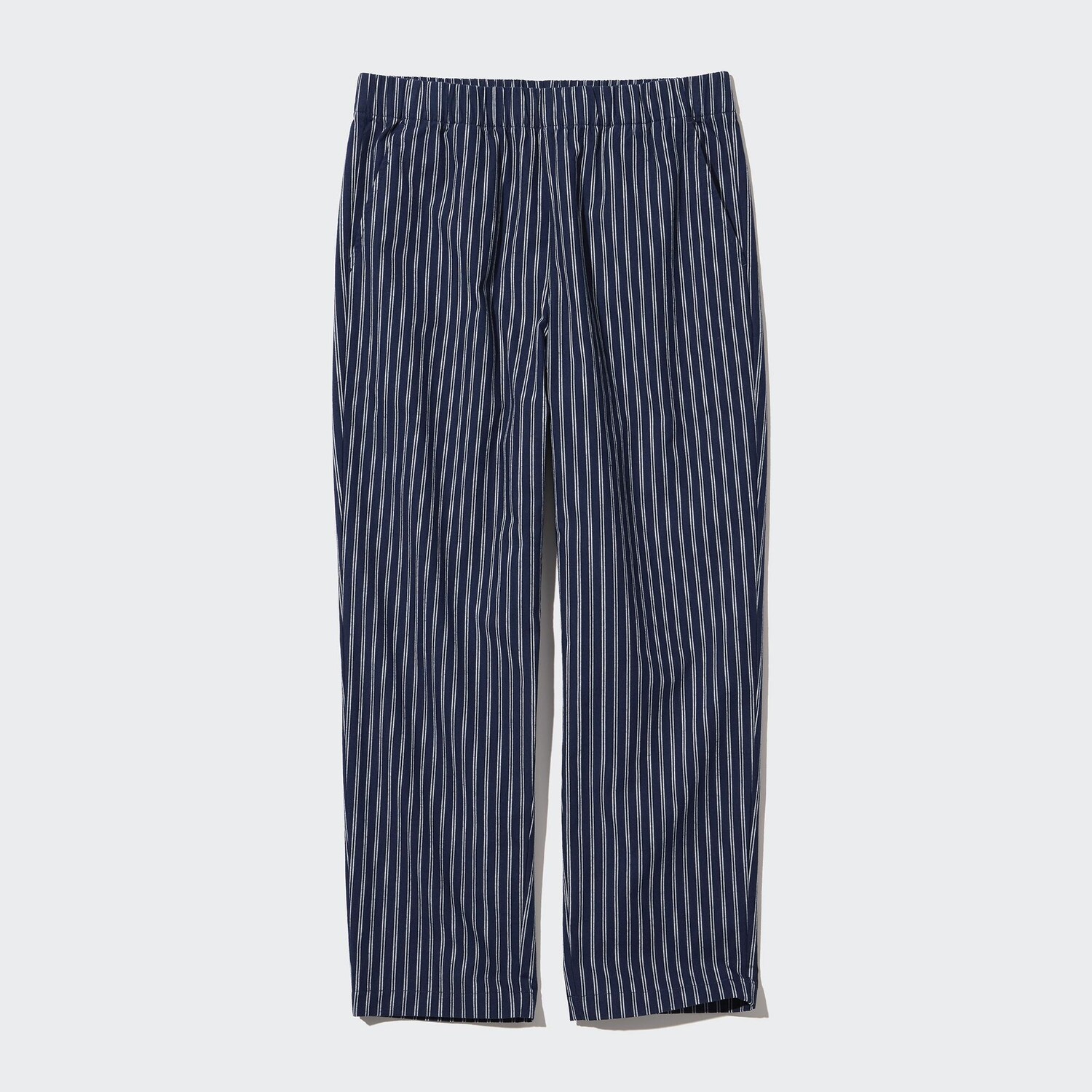 

Брюки UNIQLO Relaxed в полоску хлопковые, темно-синий