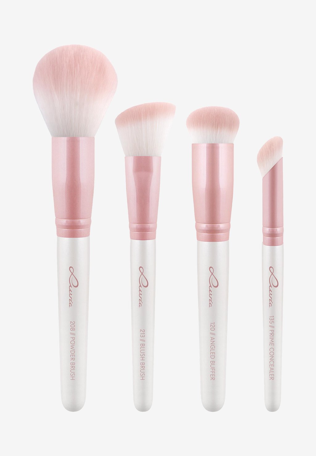 Набор кистей Flawless Face Set Luvia Cosmetics, цвет pearl white/candy pink фотографии