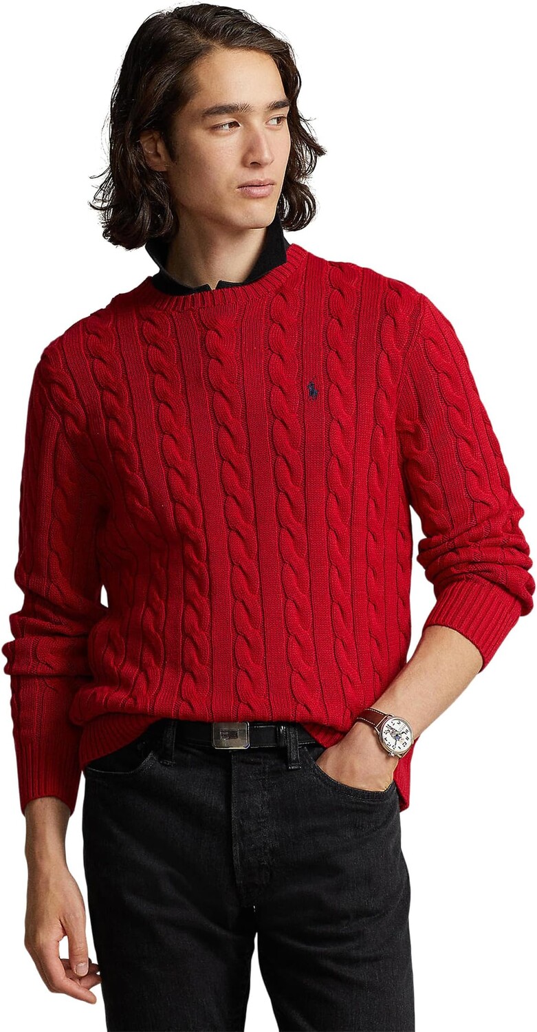 

Хлопковый свитер косой вязки Polo Ralph Lauren, цвет Park Avenue Red