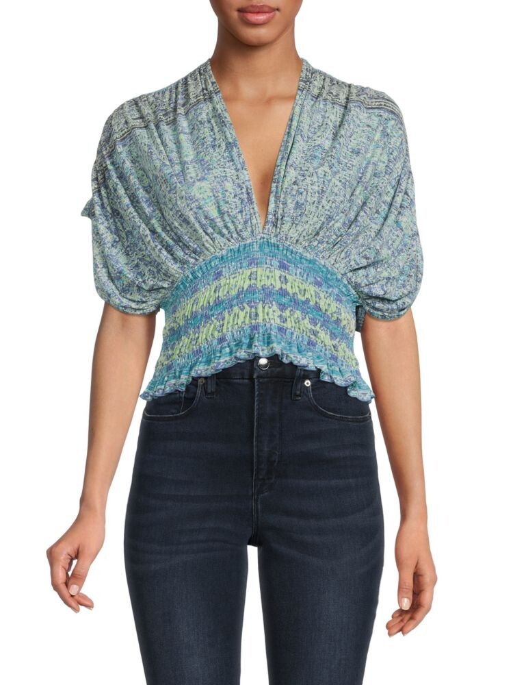 

Укороченный топ со сборками Next Vacation Free People, цвет Aqua Combo