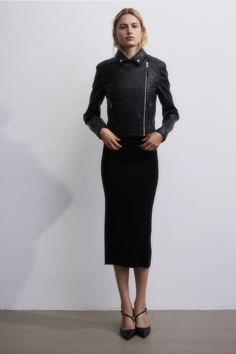 

Рокерская куртка из начесанной ткани H&M, черный