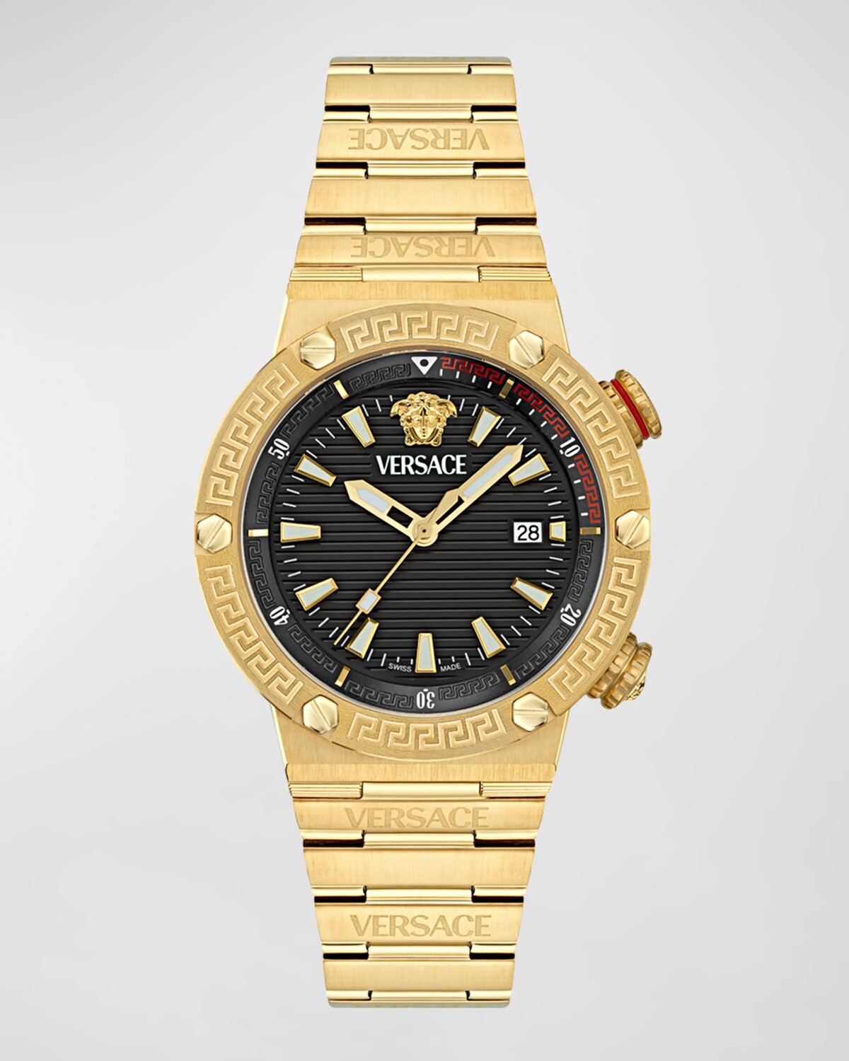 

Мужские часы-браслет Greca Logo IP из желтого золота, 43 мм Versace, цвет Black Gold
