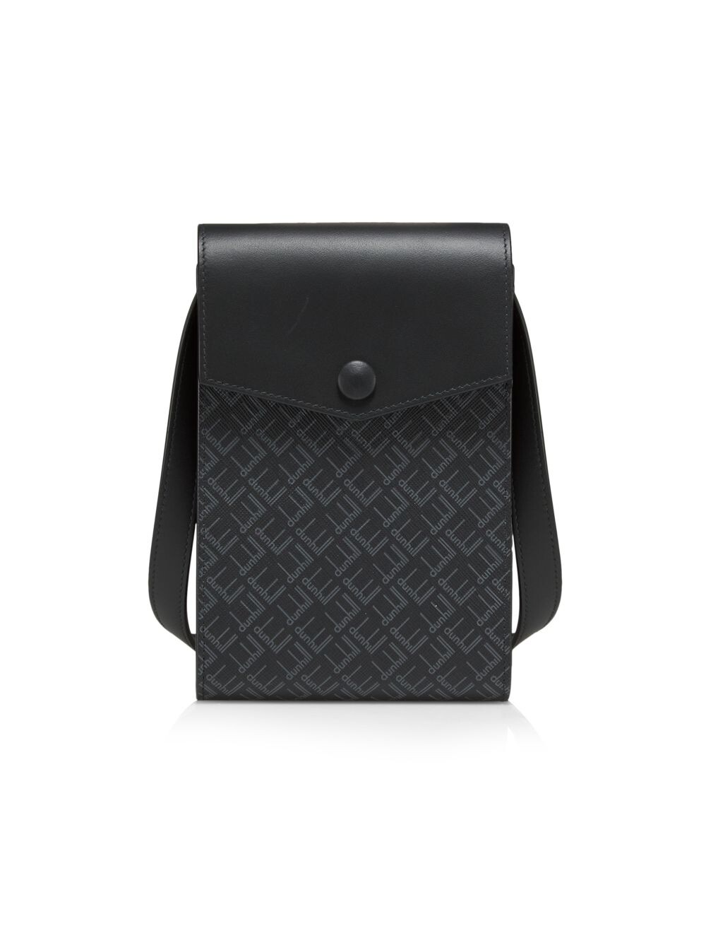 

Фирменная кожаная сумка с карманом dunhill, черный