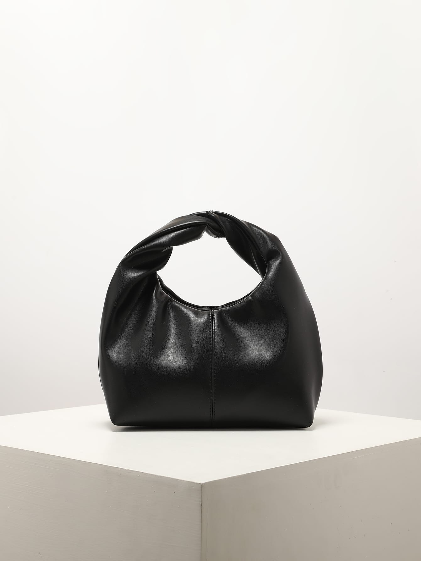 Минималистская сумка-хобо с ручкой сверху, черный однотонная большая сумка саквояж хаки