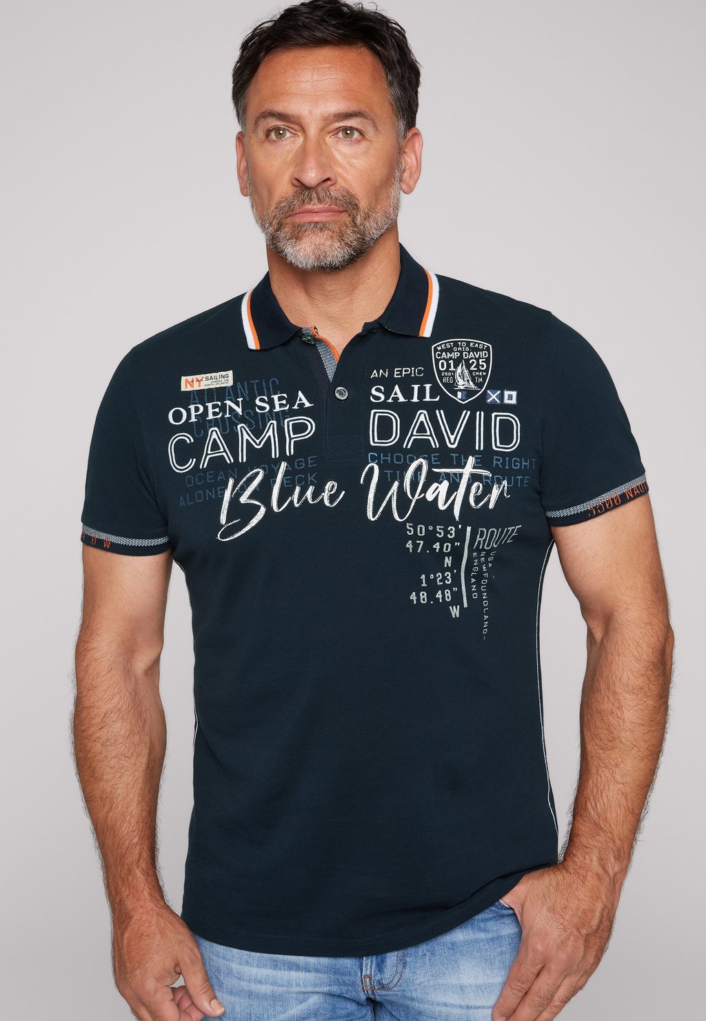 Рубашка-поло MIT LABEL APPLIKATIONEN Camp David, цвет blue navy