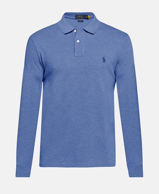 

Рубашка-поло с длинными рукавами Polo Ralph Lauren, светло-синий