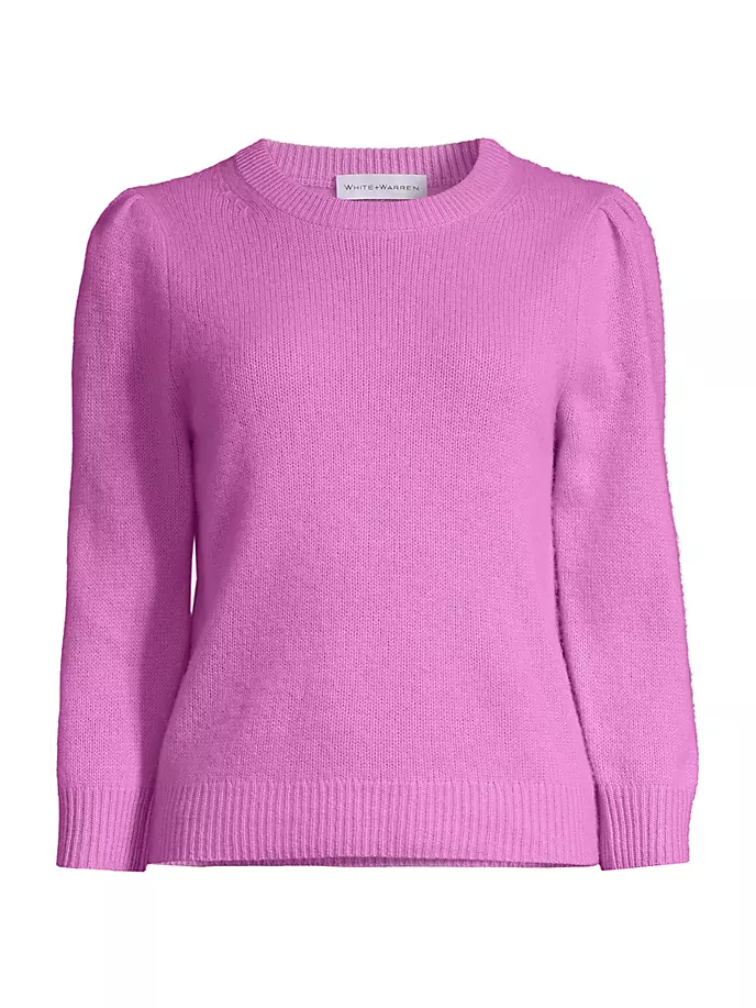 

Легкий кашемировый топ с объемными рукавами White + Warren, цвет neon mauve