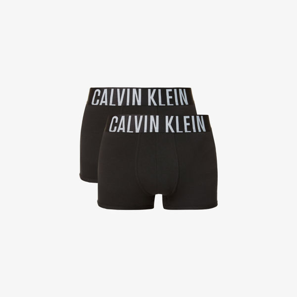 Комплект из двух плавок из эластичного хлопка с фирменным принтом Calvin Klein, черный
