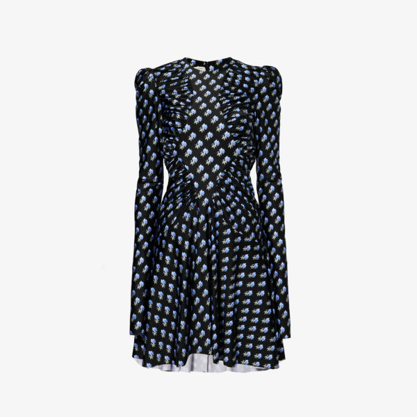 цена Мини-платье из эластичной ткани со сборками и круглым вырезом Philosophy Di Lorenzo Serafini, черный