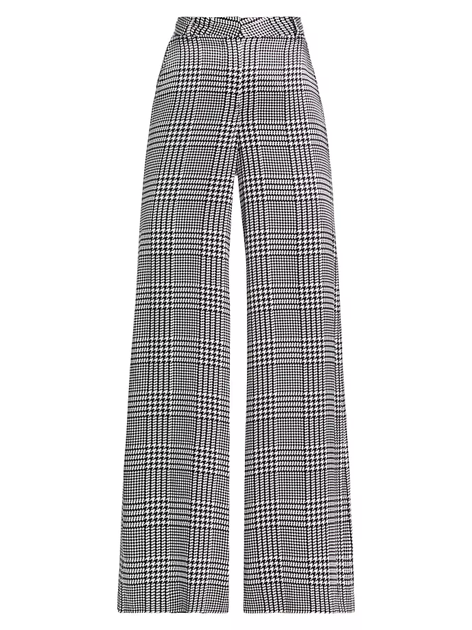 

Широкие шелковые брюки в клетку Gavin L'Agence, цвет ivory blk large glen plaid