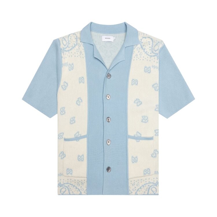 

Рубашка Rhude Banco Knit 'Stone Blue/Ivory', синий