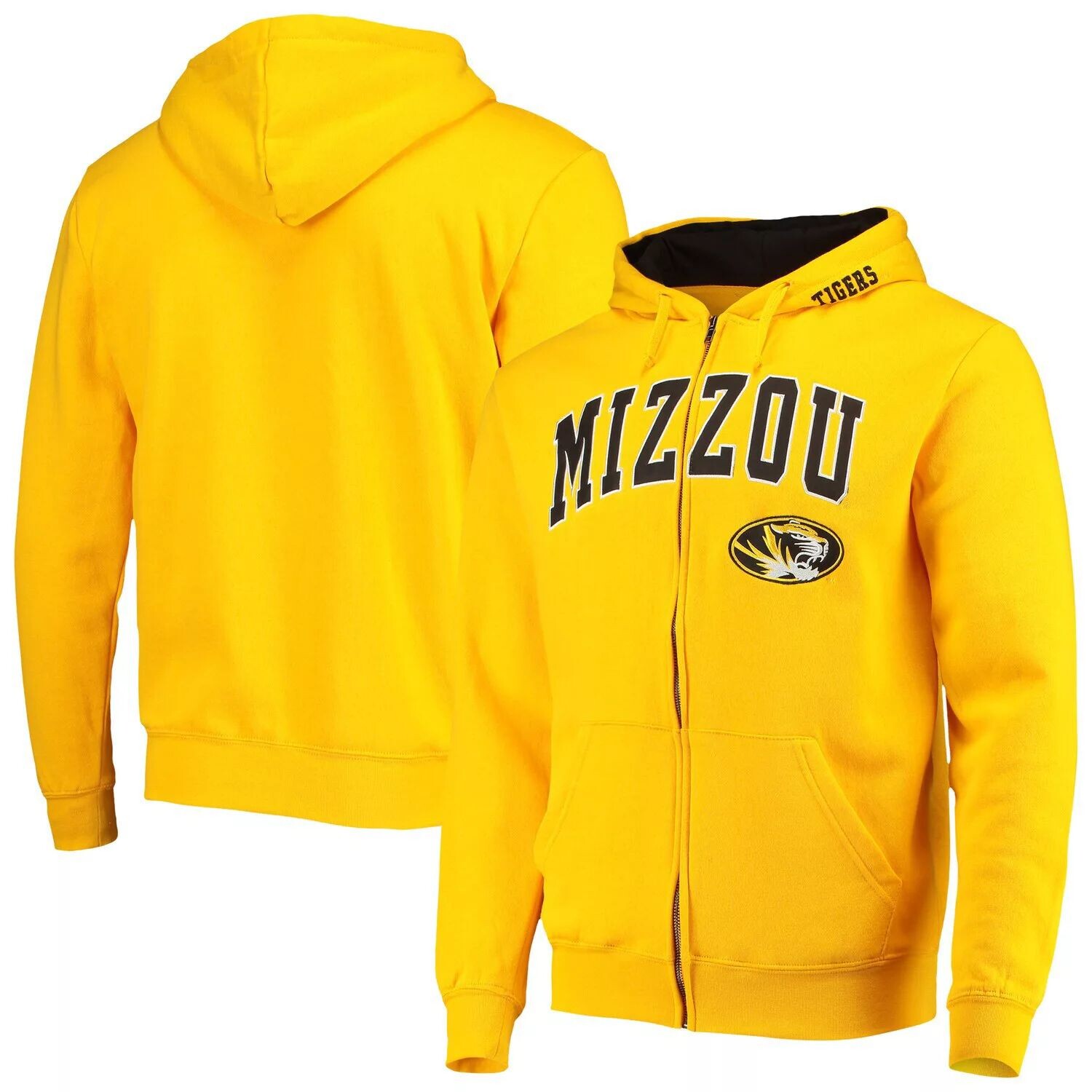 

Мужская толстовка с молнией во всю длину золотого цвета Missouri Tigers Arch & Logo 3.0 Colosseum