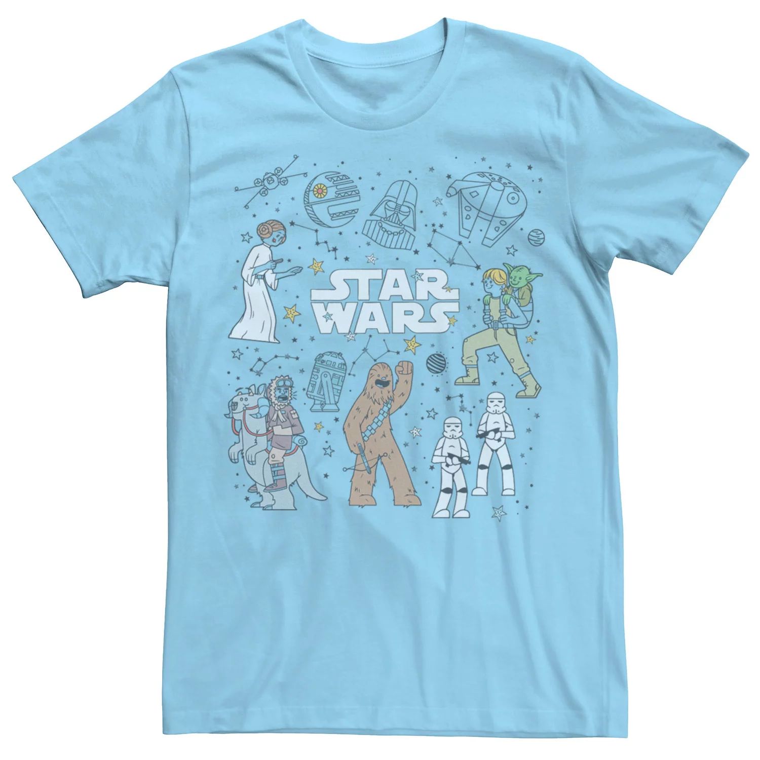 цена Мужская футболка с рисунками «Звездные войны» и «Созвездие» Star Wars, светло-синий