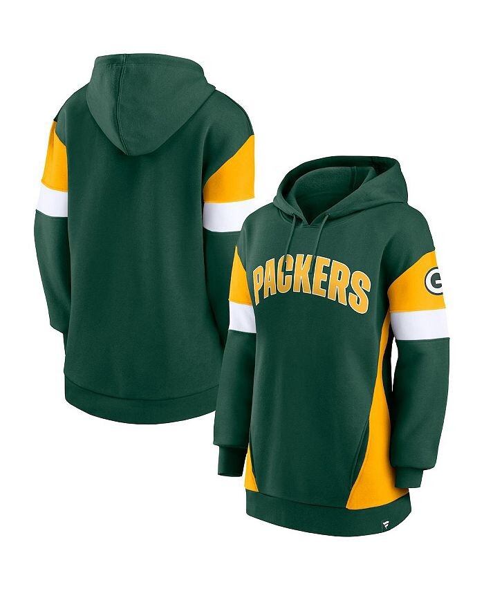 

Женский пуловер с капюшоном зеленого и золотого цвета с логотипом Green Bay Packers Lock It Down Fanatics, зеленый