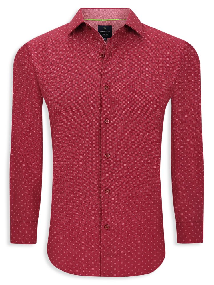 Рубашка на пуговицах в горошек Performance Slim Fit Tom Baine, красный