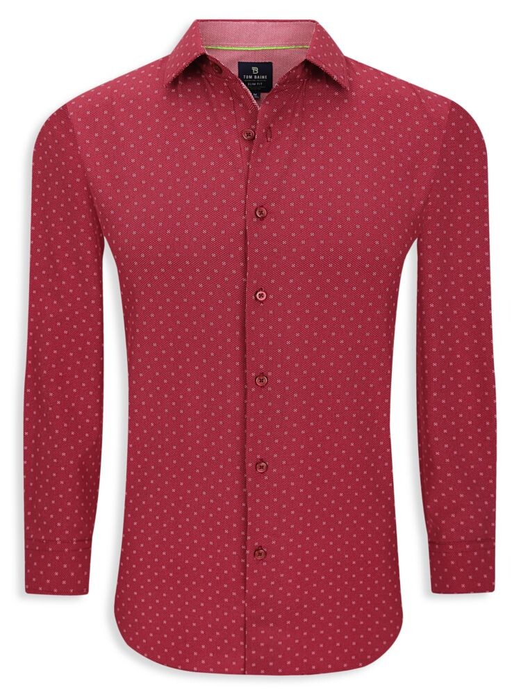 

Рубашка на пуговицах в горошек Performance Slim Fit Tom Baine, красный