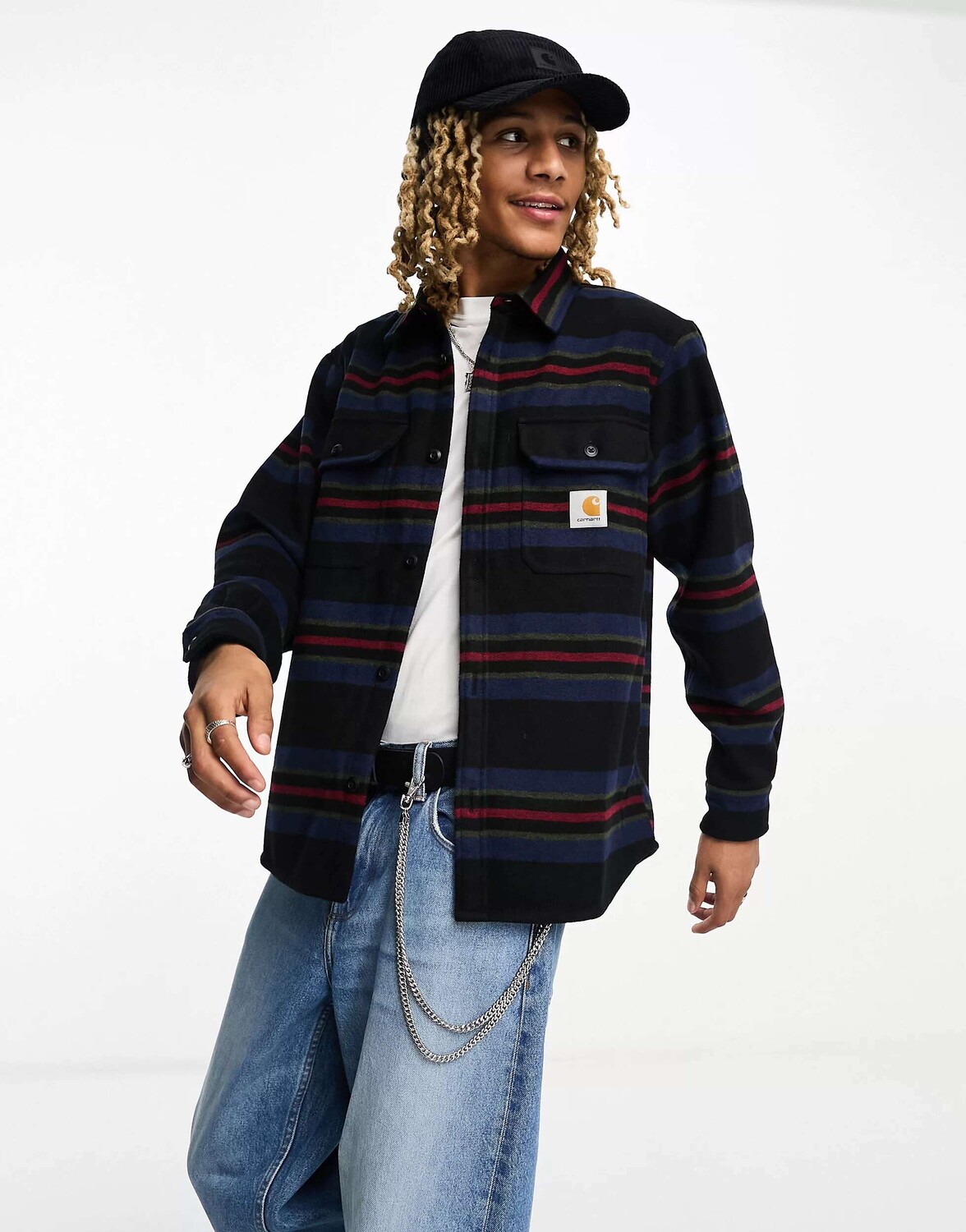 

Черная рубашка в полоску Carhartt WIP Oregon