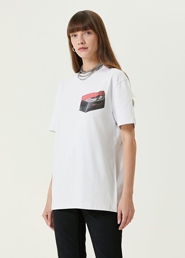 

Белая футболка с принтом Alexander Wang, Белый