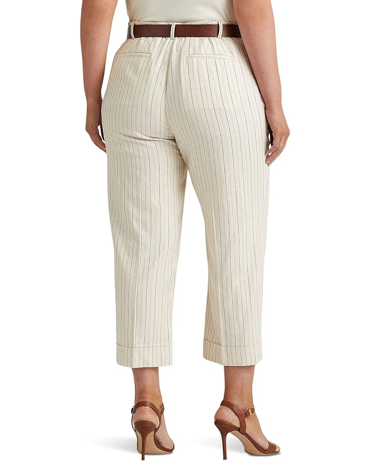 

Брюки LAUREN Ralph Lauren Plus Size Striped Twill Wide-Leg Cropped Pants, цвет Cream/French Navy