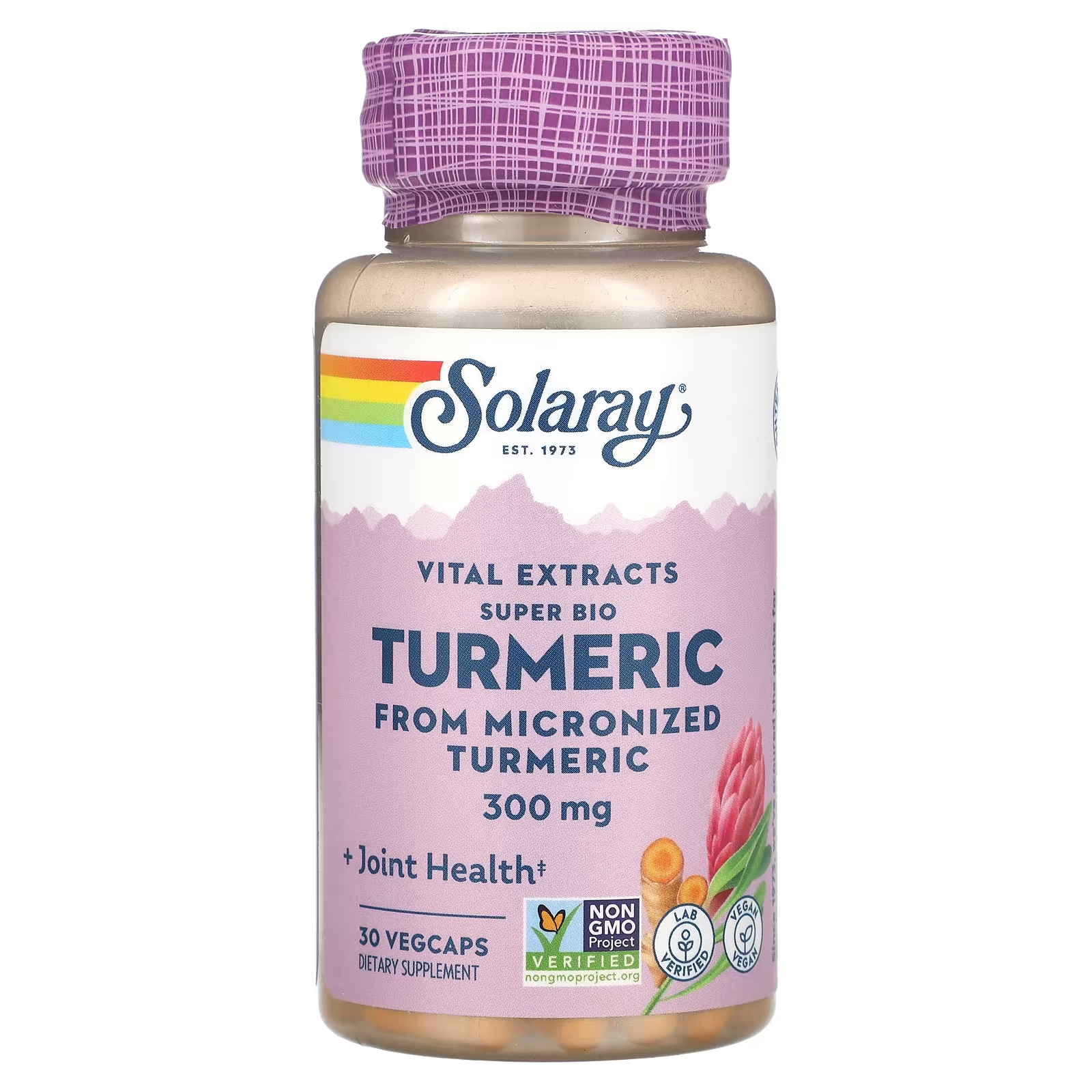 Куркума Solaray Vital Extracts Super Bio 300 мг, 30 растительных капсул solaray vital extracts валериана 300 мг 30 растительных капсул