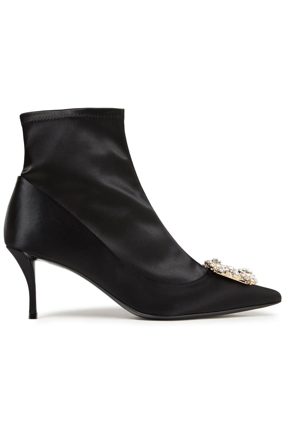 

Ботильоны из эластичного атласа, украшенные кристаллами Roger Vivier, черный